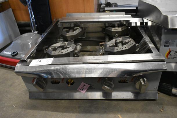 BRAND NEW SCRATCH AND DENT! Cooking Performance Group R-CPG-24-NL 4 Burner Natural Gas Countertop Range / Hot Plate. 88,000 BTU. Missing Grates. - Image 1 of 9