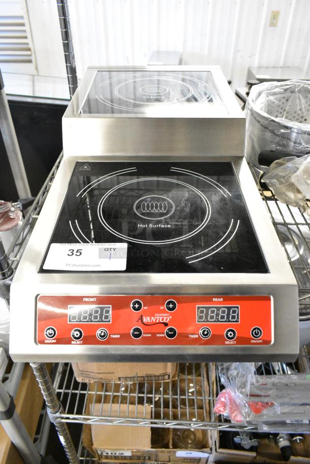 BRAND NEW SCRATCH AND DENT! 2024 Avantco 177IC35SU Stainless Steel Double Countertop Step-Up Induction Range / Cooker. 208-240 Volts, 1 Phase. - Image 1 of 8