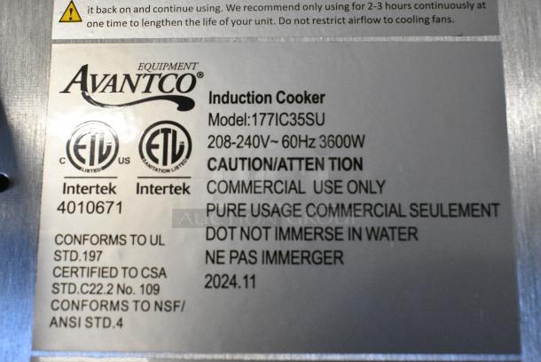 BRAND NEW SCRATCH AND DENT! 2024 Avantco 177IC35SU Stainless Steel Double Countertop Step-Up Induction Range / Cooker. 208-240 Volts, 1 Phase. - Image 7 of 8