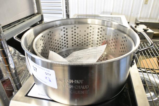2 BRAND NEW SCRATCH AND DENT! Metal Stock Pot w/ Steam Insert. 2 Times Your Bid! - Image 1 of 6