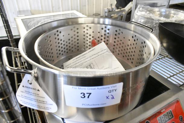 2 BRAND NEW SCRATCH AND DENT! Metal Stock Pot w/ Steam Insert. 2 Times Your Bid! - Image 2 of 6