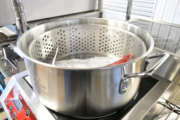 2 BRAND NEW SCRATCH AND DENT! Metal Stock Pot w/ Steam Insert. 2 Times Your Bid! - Image 3 of 6