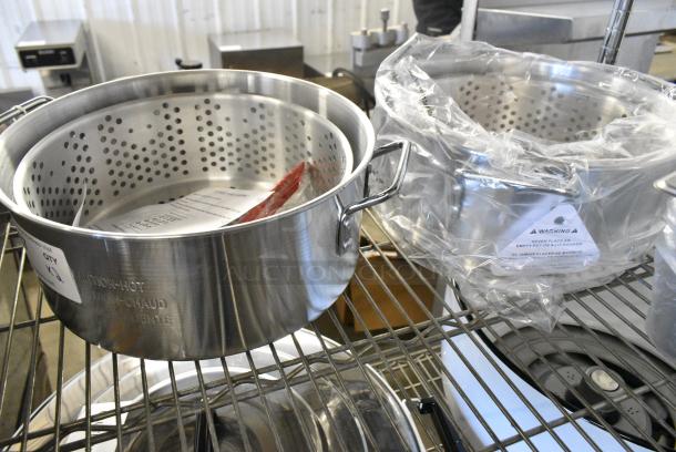 2 BRAND NEW SCRATCH AND DENT! Metal Stock Pot w/ Steam Insert. 2 Times Your Bid! - Image 6 of 6