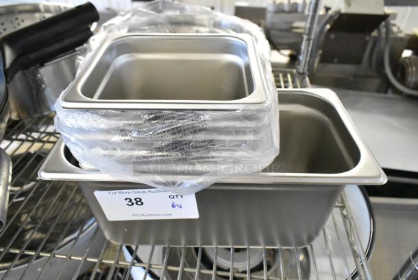 6 BRAND NEW SCRATCH AND DENT! Stainless Steel Drop In Bins Including 1/6 Size and 1/3 Size. 6 Times Your Bid! - Image 1 of 3
