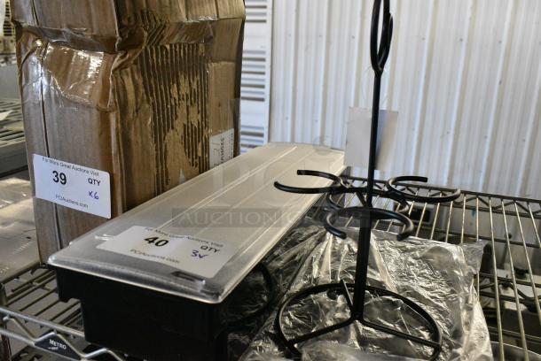 3 BRAND NEW SCRATCH AND DENT! Various Items Including 999FLCADDY3 Acopa Three Glass Black Metal Flight Carrier, Tablecraft MG3 Frostone 12 3/4" x 6 3/4" Black Melamine Display Tray, Choice 176CON6XPNT 6-Compartment Condiment Bar. 3 Times Your Bid! - Image 1 of 7