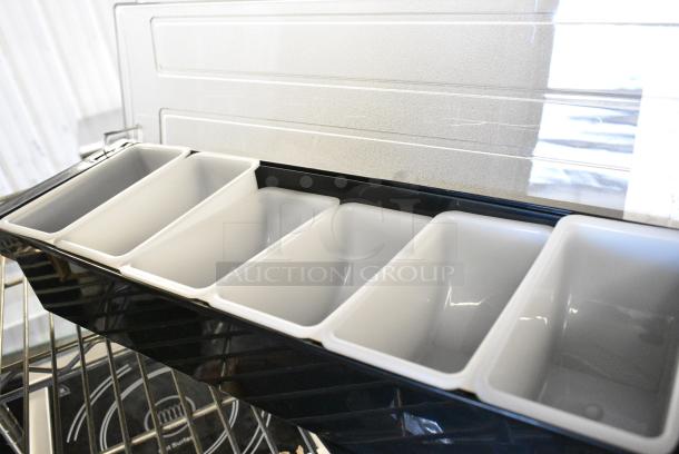 3 BRAND NEW SCRATCH AND DENT! Various Items Including 999FLCADDY3 Acopa Three Glass Black Metal Flight Carrier, Tablecraft MG3 Frostone 12 3/4" x 6 3/4" Black Melamine Display Tray, Choice 176CON6XPNT 6-Compartment Condiment Bar. 3 Times Your Bid! - Image 6 of 7