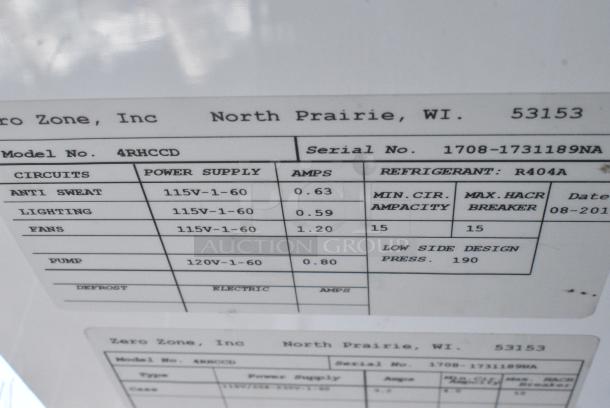 Zero Zone 4RHCCD Metal Commercial 4 Door Reach In Cooler Merchandiser. Does Not Come w/ Compressor. 115 Volts, 1 Phase. - Image 10 of 11