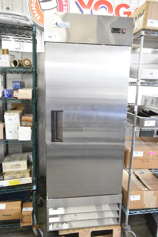 BRAND NEW SCRATCH AND DENT! 2024 Avantco 178A19FHC Stainless Steel Commercial Single Door Reach In Freezer. 115 Volts, 1 Phase. Tested and Powers On But Does Not Get Cold - Image 1 of 6
