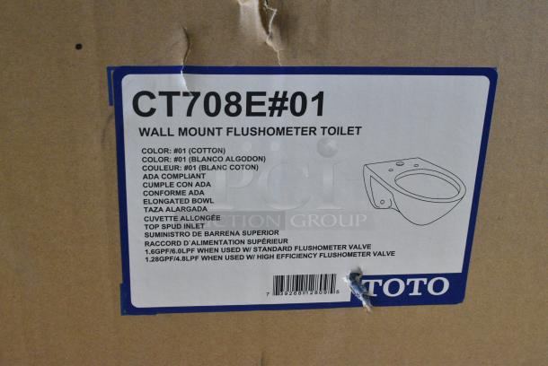 IN ORIGINAL BOX! Toto CT708E Wall Mount Flushometer Toilet. - Image 3 of 3