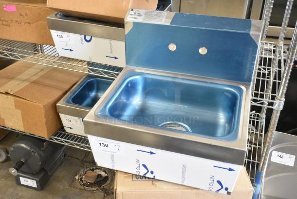 BRAND NEW SCRATCH AND DENT! Advance Tabco 7-PS-60 Stainless Steel Wall Mount Single Bay Sink w/ Faucet and Mounting Bracket - Image 9 of 10