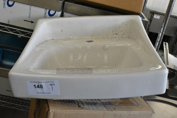 White Single Bay Wall Mount Sink. - Image 1 of 7