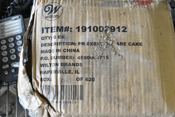 BRAND NEW SCRATCH AND DENT! Box of 6 Wilton Perfect Results 8" x 8" x 2" Square Non-Stick Steel Cake Pan 191002912 - Image 5 of 5