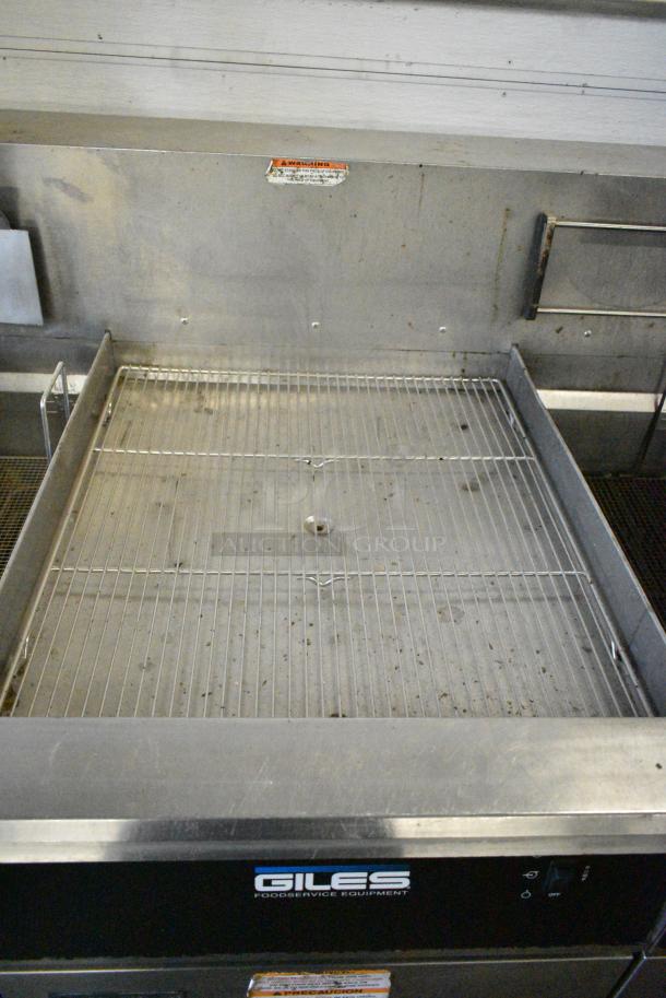 Giles EOF-24 Stainless Steel Commercial Electric Powered 3 Bay Deep Fat Fryer w/ Dumping Station on Commercial Casters. 480 Volts, 3 Phase. - Image 7 of 15