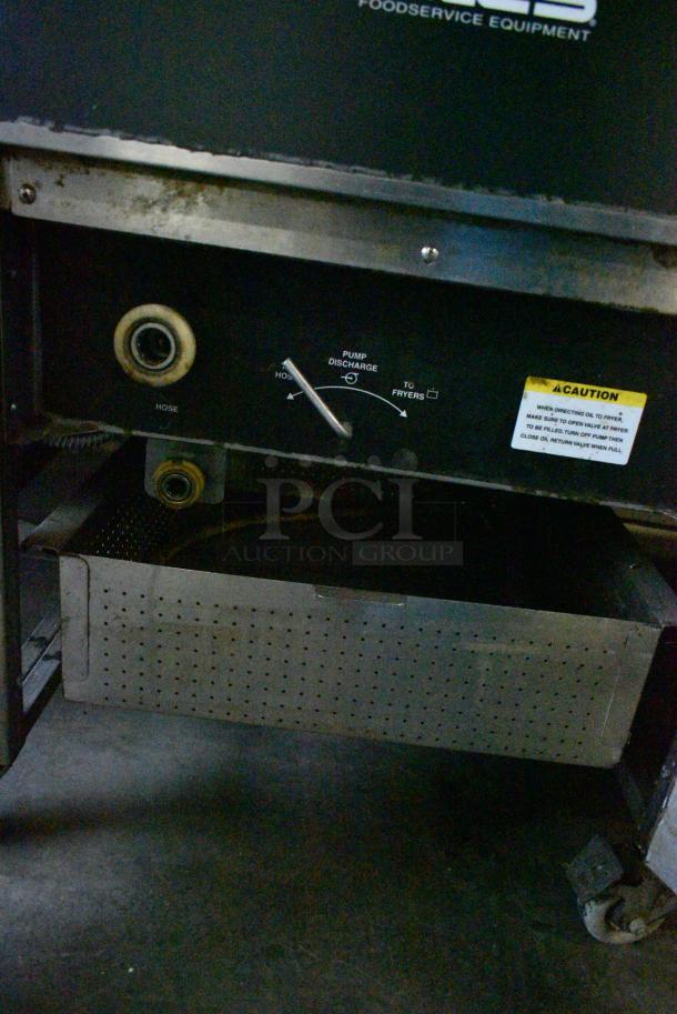 Giles EOF-24 Stainless Steel Commercial Electric Powered 3 Bay Deep Fat Fryer w/ Dumping Station on Commercial Casters. 480 Volts, 3 Phase. - Image 11 of 15
