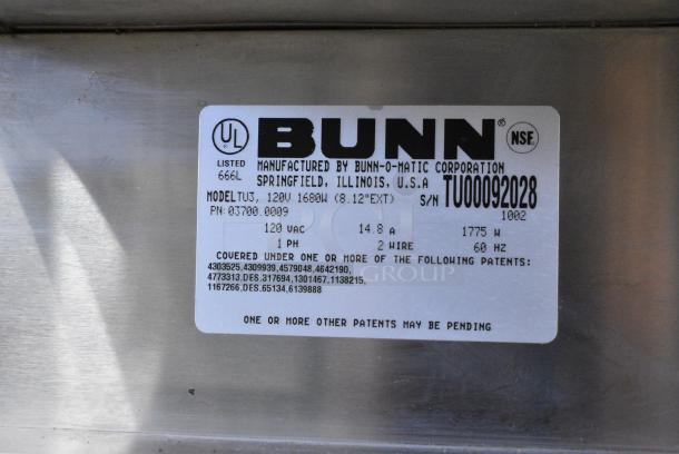 Bunn TU3 Stainless Steel Commercial Countertop Iced Tea Machine. 120 Volts, 1 Phase. - Image 7 of 7