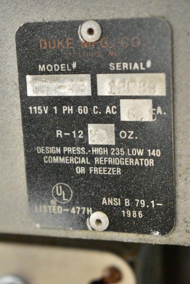 Duke TCM-48 Stainless Steel Commercial Steam Table. 115 Volts, 1 Phase. Tested and Powers On But Does Not Get Cold - Image 2 of 3