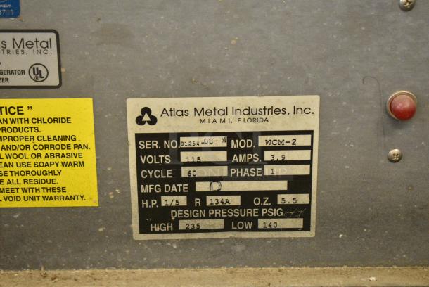 Atlas Metal WCM-2 Stainless Steel Commercial Drop In Cold Pan. 115 Volts, 1 Phase. Tested and Powers On But Does Not Get Cold - Image 4 of 5