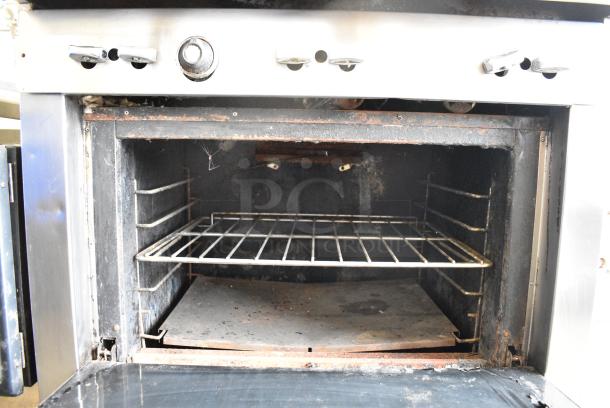 Stainless Steel Commercial Natural Gas Powered 6 Burner Range w/ Oven and Back Splash. - Image 2 of 5