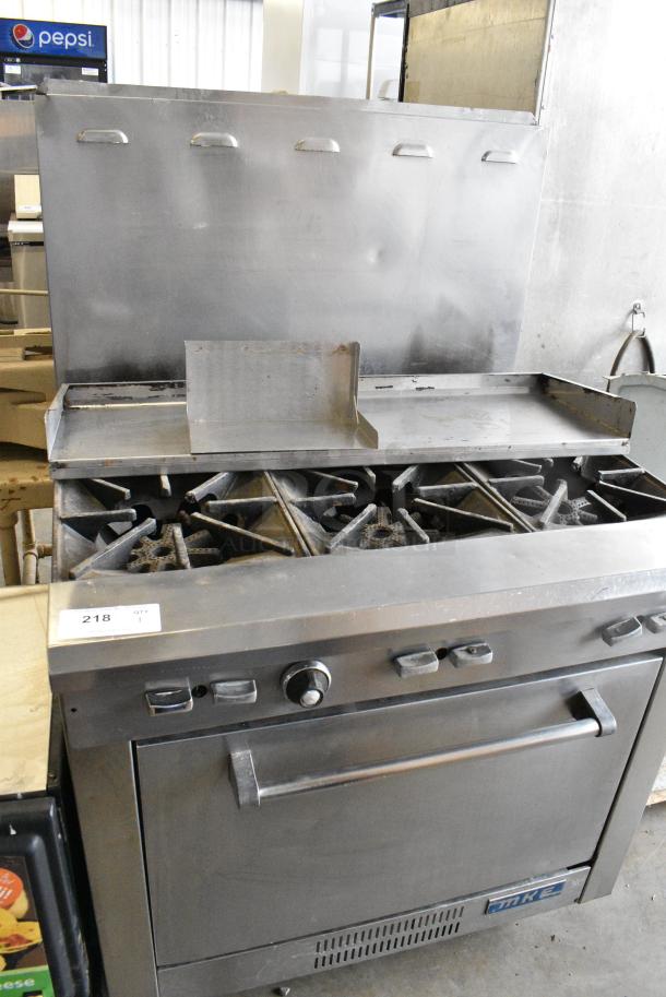 Stainless Steel Commercial Natural Gas Powered 6 Burner Range w/ Oven and Back Splash. - Image 5 of 5