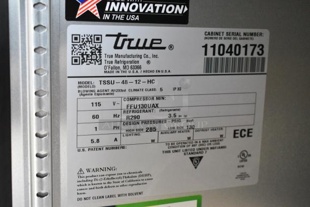 BRAND NEW SCRATCH AND DENT! 2025 True TSSU-48-12-HC Stainless Steel Commercial Sandwich Salad Prep Table Bain Marie Mega Top. 115 Volts, 1 Phase. Tested and Working! - Image 11 of 11