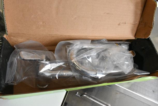 5 BRAND NEW SCRATCH AND DENT! Items Including Three Regency 600FW84G Wall Mount Faucet with 3 1/2" Swivel Gooseneck Spout and 8" Centers, Two 600FW88 Regency Wall Mount Faucet with 8" Centers and 8" Swing Spout. 5 Times Your Bid! - Image 1 of 9