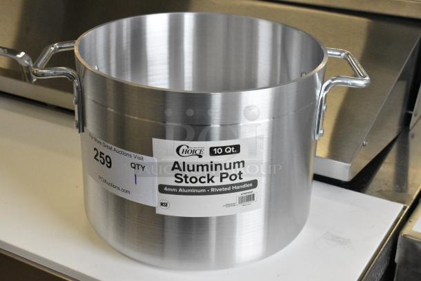 BRAND NEW SCRATCH AND DENT! Choice 471SP10QT 10 Qt. Standard Weight Aluminum Stock Pot - Image 1 of 8