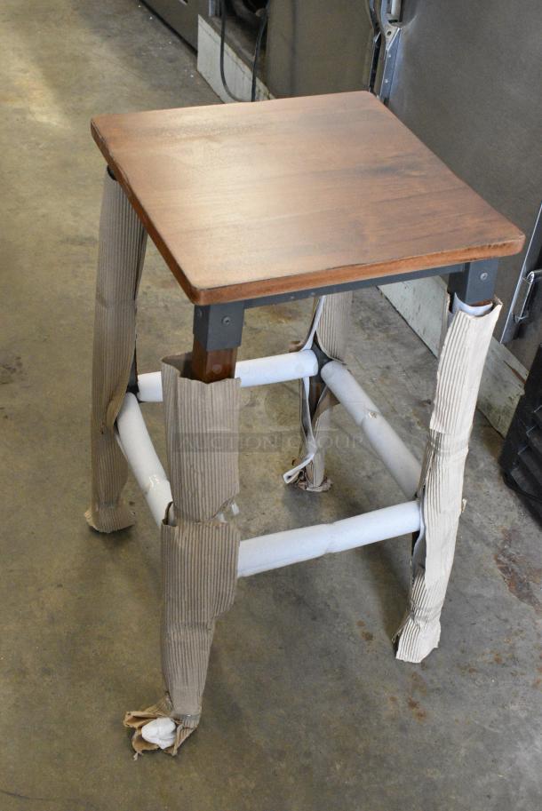 2 BRAND NEW SCRATCH AND DENT! Metal and Wooden Bar Height Stool. 2 Times Your Bid! - Image 3 of 5