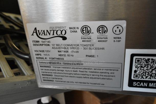BRAND NEW SCRATCH AND DENT! Avantco 184T140 Commercial 10" Wide Conveyor Toaster with 3" Opening. 300 Slices per Hour. 120 Volts, 1 Phase. Cannot Test Due To Plug Style - Image 9 of 9