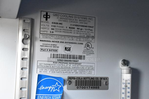 QBD CD26-HC Metal Commercial Single Door Reach In Cooler Merchandiser w/ Poly Coated Racks. 115 Volts, 1 Phase. Tested and Working! - Image 5 of 5