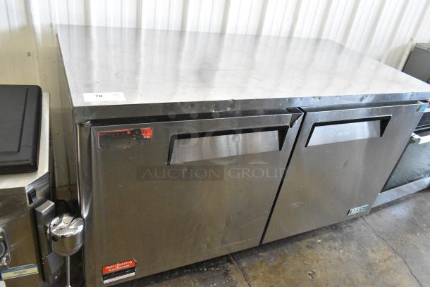 Turbo Air MUR-60 Stainless Steel Commercial 2 Door Undercounter Cooler on Commercial Casters. 115 Volts, 1 Phase. Tested and Powers On But Does Not Get Cold - Image 1 of 7