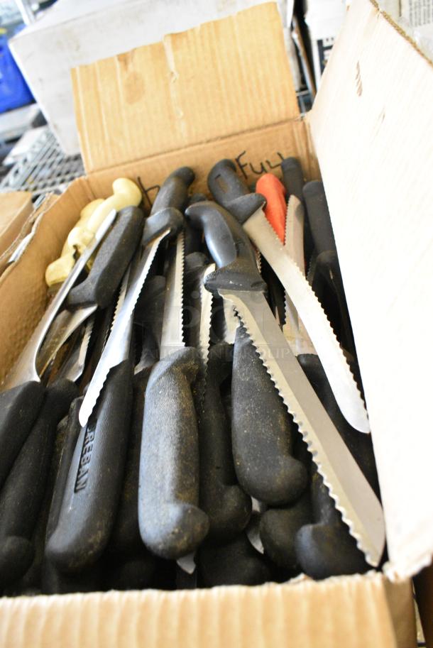 80 SHARPENED Stainless Steel Knives Including Serrated Bread Knife. 80 Times Your Bid! - Image 1 of 4