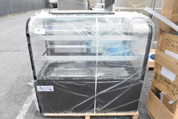 BRAND NEW SCRATCH AND DENT! Avantco 193BC48HCB 48" Curved Glass Black Refrigerated Bakery Display Case. See Pictures for Glass Damage. 110-120 Volts, 1 Phase. - Image 1 of 11