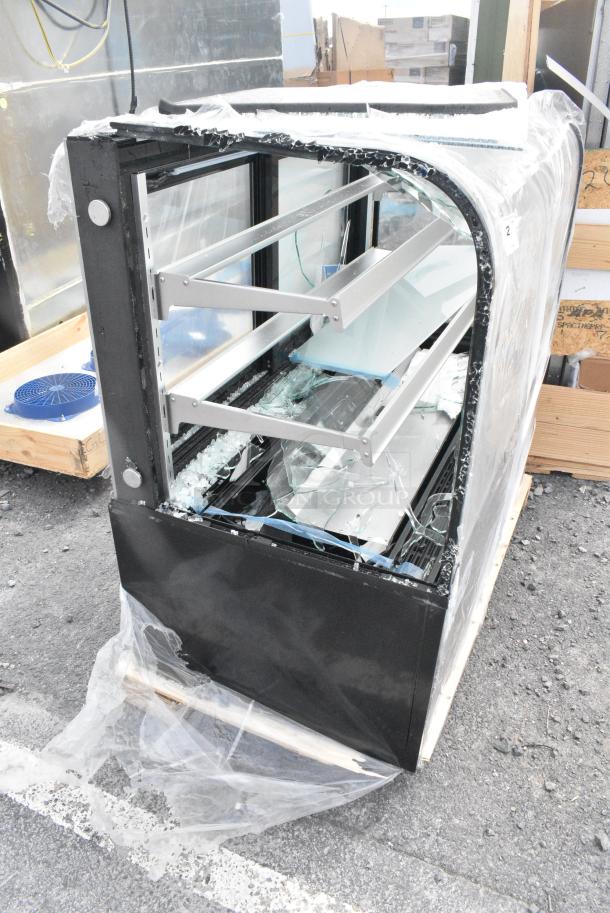 BRAND NEW SCRATCH AND DENT! Avantco 193BC48HCB 48" Curved Glass Black Refrigerated Bakery Display Case. See Pictures for Glass Damage. 110-120 Volts, 1 Phase. - Image 2 of 11