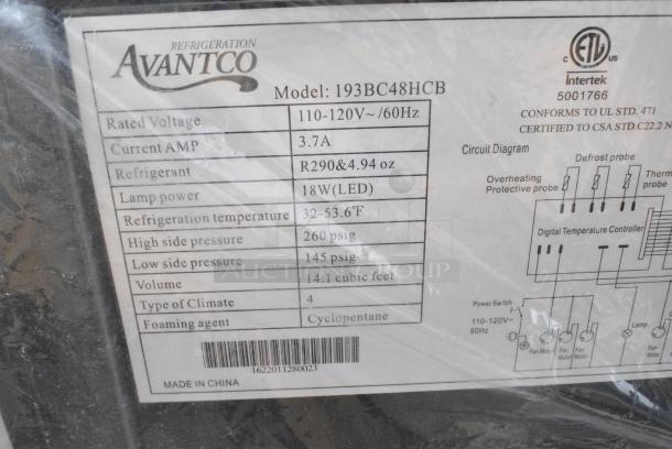 BRAND NEW SCRATCH AND DENT! Avantco 193BC48HCB 48" Curved Glass Black Refrigerated Bakery Display Case. See Pictures for Glass Damage. 110-120 Volts, 1 Phase. - Image 10 of 11