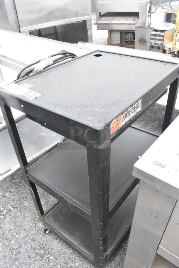 Black Metal 3 Tier AV Cart on Commercial Casters. - Image 3 of 6