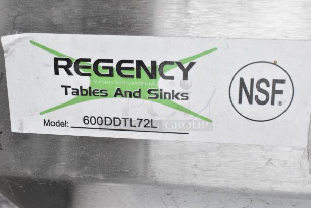 BRAND NEW SCRATCH AND DENT! Regency 600DDTL72L 6' 16-Gauge Stainless Steel Soiled L-Shape Dishtable - Left Landing - Image 7 of 7