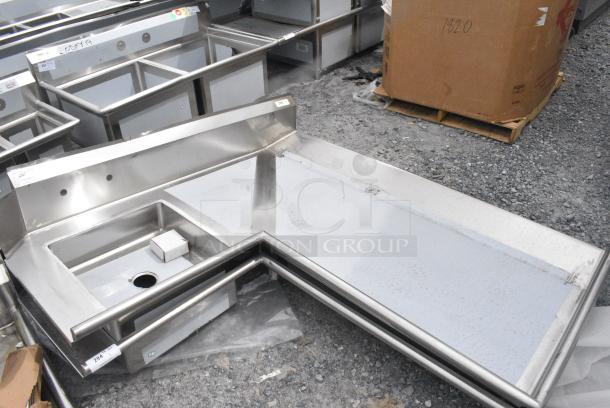 BRAND NEW SCRATCH AND DENT! Regency 600DDTL72R 6' 16-Gauge Stainless Steel Soiled L-Shape Dishtable - Landing. No Legs. - Image 1 of 5