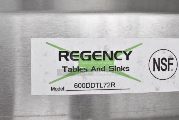 BRAND NEW SCRATCH AND DENT! Regency 600DDTL72R 6' 16-Gauge Stainless Steel Soiled L-Shape Dishtable - Landing. No Legs. - Image 5 of 5