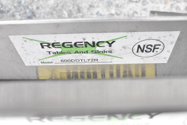BRAND NEW SCRATCH AND DENT! Regency 600DDTL72R 6' 16-Gauge Stainless Steel Soiled L-Shape Dishtable - Landing. No Legs. - Image 2 of 2