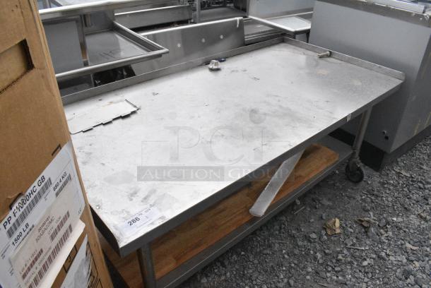 Stainless Steel Commercial Equipment Stand w/ Metal Under Shelf and Butcher Block Panel on Commercial Casters. - Image 2 of 5