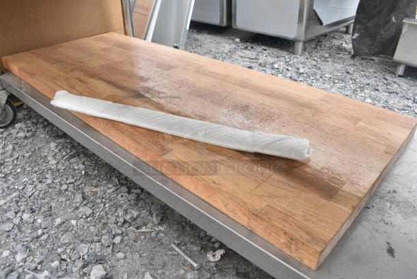 Stainless Steel Commercial Equipment Stand w/ Metal Under Shelf and Butcher Block Panel on Commercial Casters. - Image 4 of 5