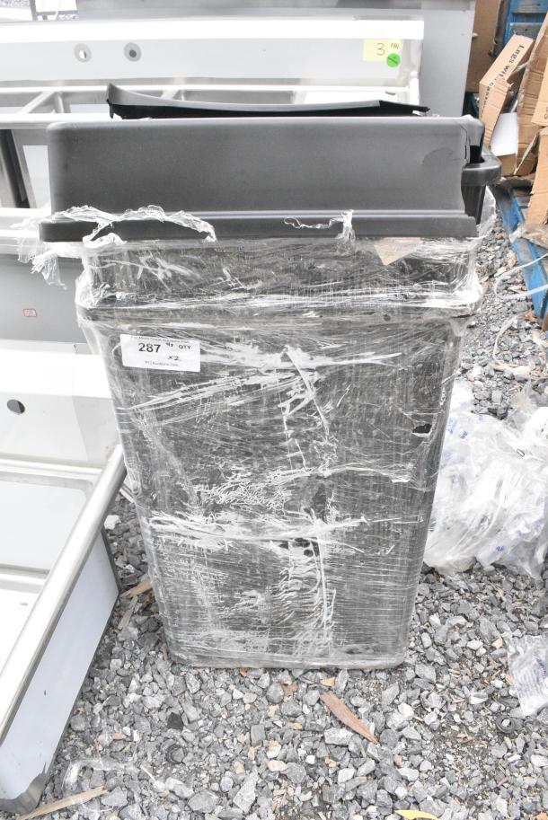 2 BRAND NEW SCRATCH AND DENT! Lavex Black Poly Slim Jim Trash Can. 2 Times Your Bid! - Image 1 of 5