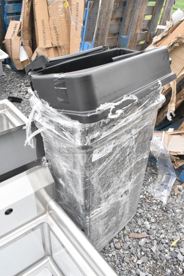 2 BRAND NEW SCRATCH AND DENT! Lavex Black Poly Slim Jim Trash Can. 2 Times Your Bid! - Image 2 of 5