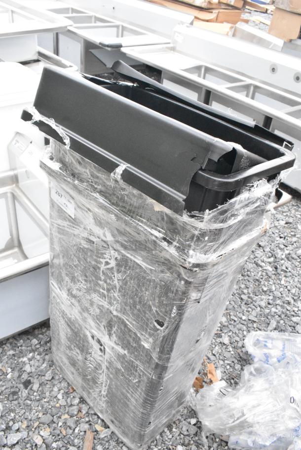 2 BRAND NEW SCRATCH AND DENT! Lavex Black Poly Slim Jim Trash Can. 2 Times Your Bid! - Image 3 of 5