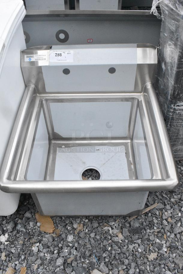 BRAND NEW SCRATCH AND DENT! Steelton 522CS11818N 23 1/2" 18-Gauge Stainless Steel One Compartment Commercial Sink without Drainboard - 18" x 18" x 12" Bowl. No Legs. - Image 1 of 6