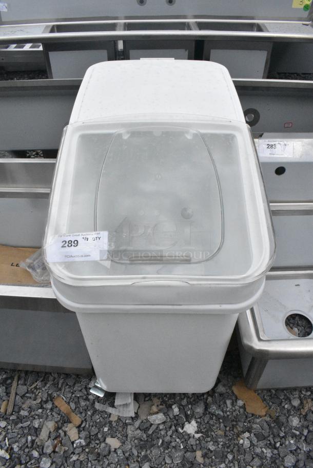 BRAND NEW SCRATCH AND DENT! Bakers Mark White Poly Ingredient Bin on Commercial Casters. - Image 1 of 5