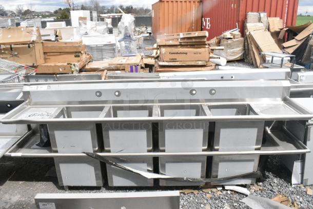 BRAND NEW SCRATCH AND DENT! Regency 600S41818218 Stainless Steel 4 Bay Sink w/ Dual Drain Boards. No Legs. - Image 1 of 11