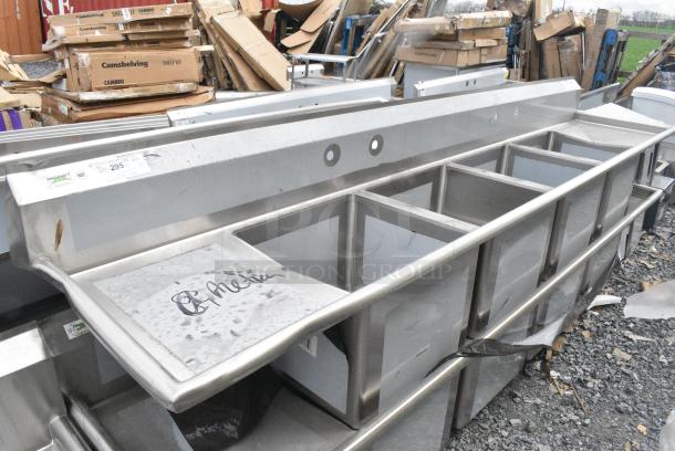 BRAND NEW SCRATCH AND DENT! Regency 600S41818218 Stainless Steel 4 Bay Sink w/ Dual Drain Boards. No Legs. - Image 2 of 11