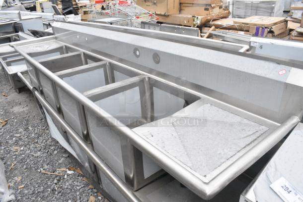 BRAND NEW SCRATCH AND DENT! Regency 600S41818218 Stainless Steel 4 Bay Sink w/ Dual Drain Boards. No Legs. - Image 3 of 11