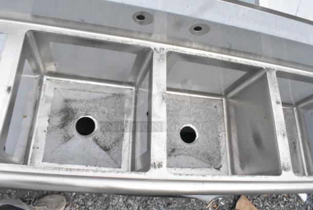 BRAND NEW SCRATCH AND DENT! Regency 600S41818218 Stainless Steel 4 Bay Sink w/ Dual Drain Boards. No Legs. - Image 7 of 11